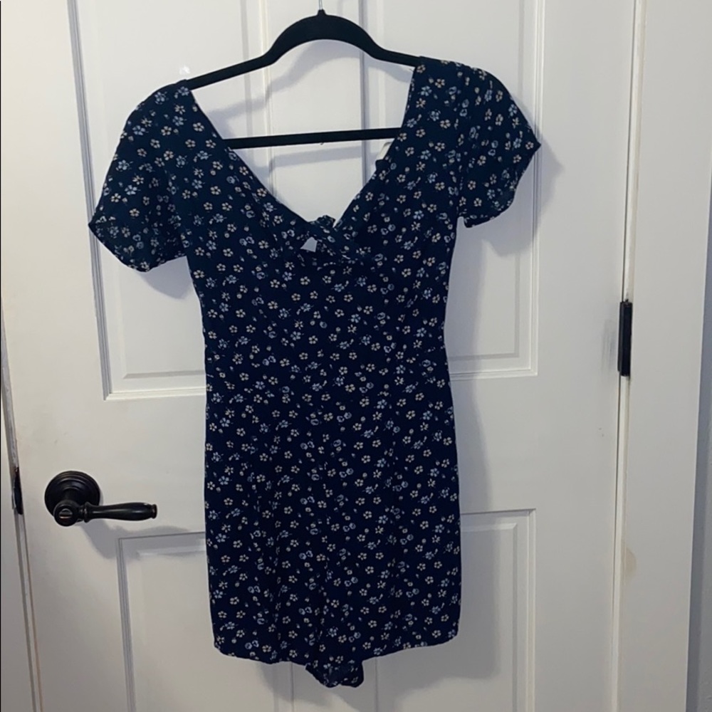 Hollister blue floral romper